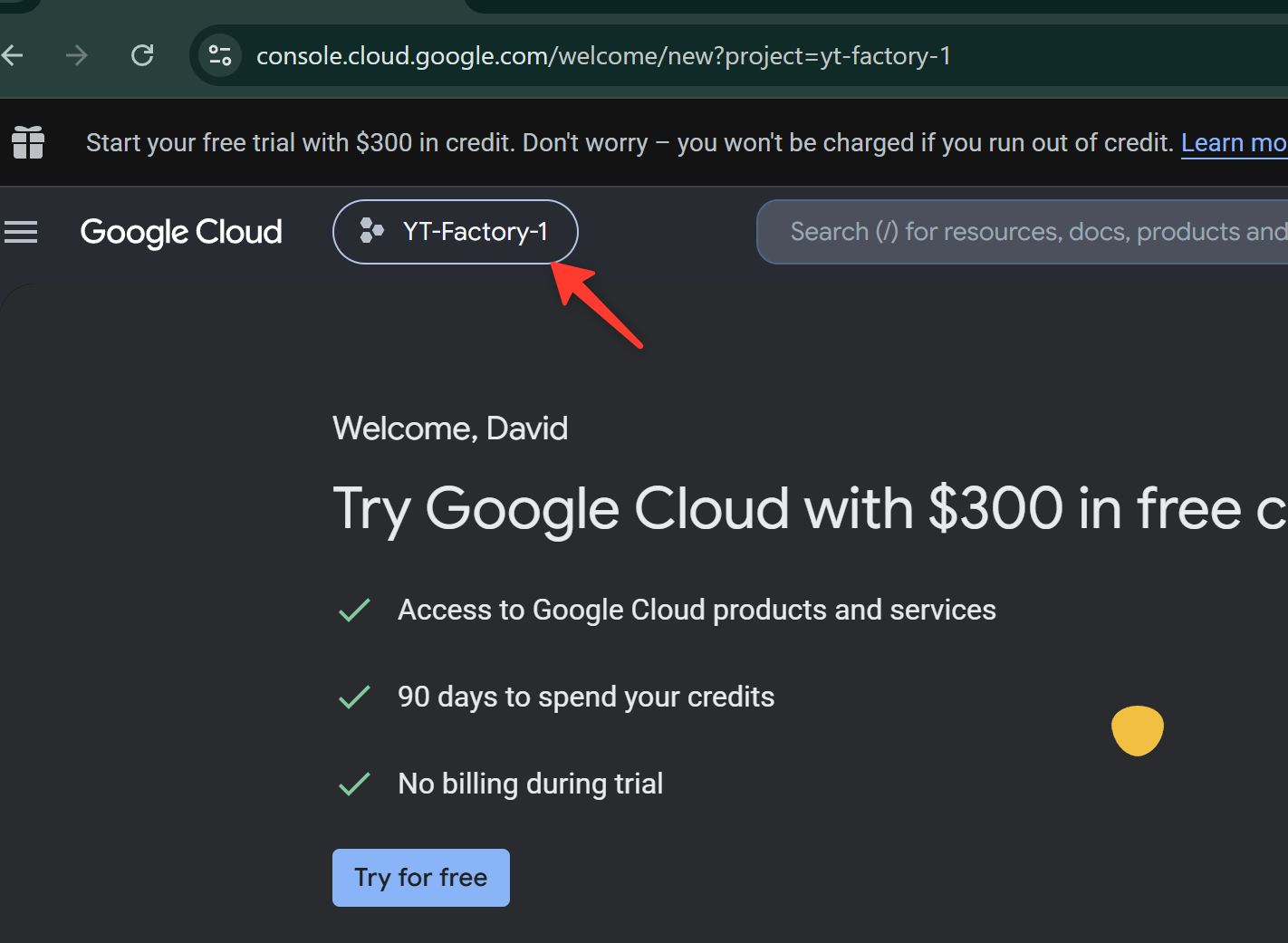 Google Cloud project for YouTube API